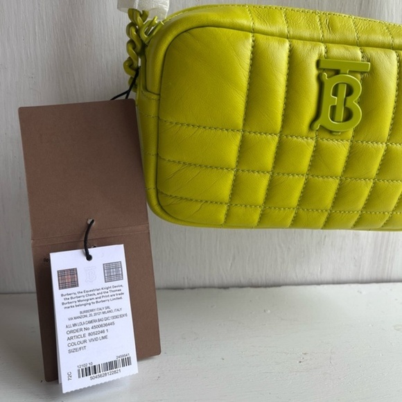 BURBERRY NWT BNIB Mini Lola Quilted Leather Camera Bag Vivid Lime - Picture 4 of 14